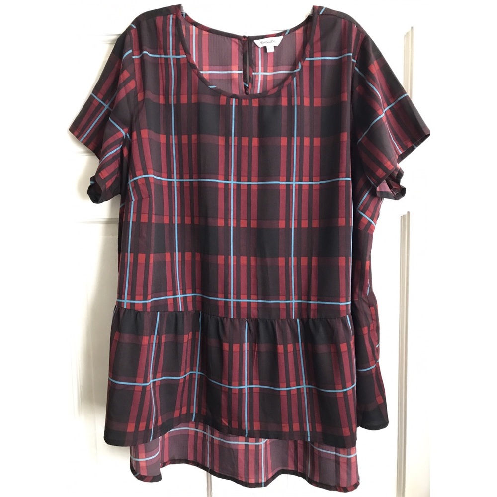 Plaid Hi-Lo Peplum Top